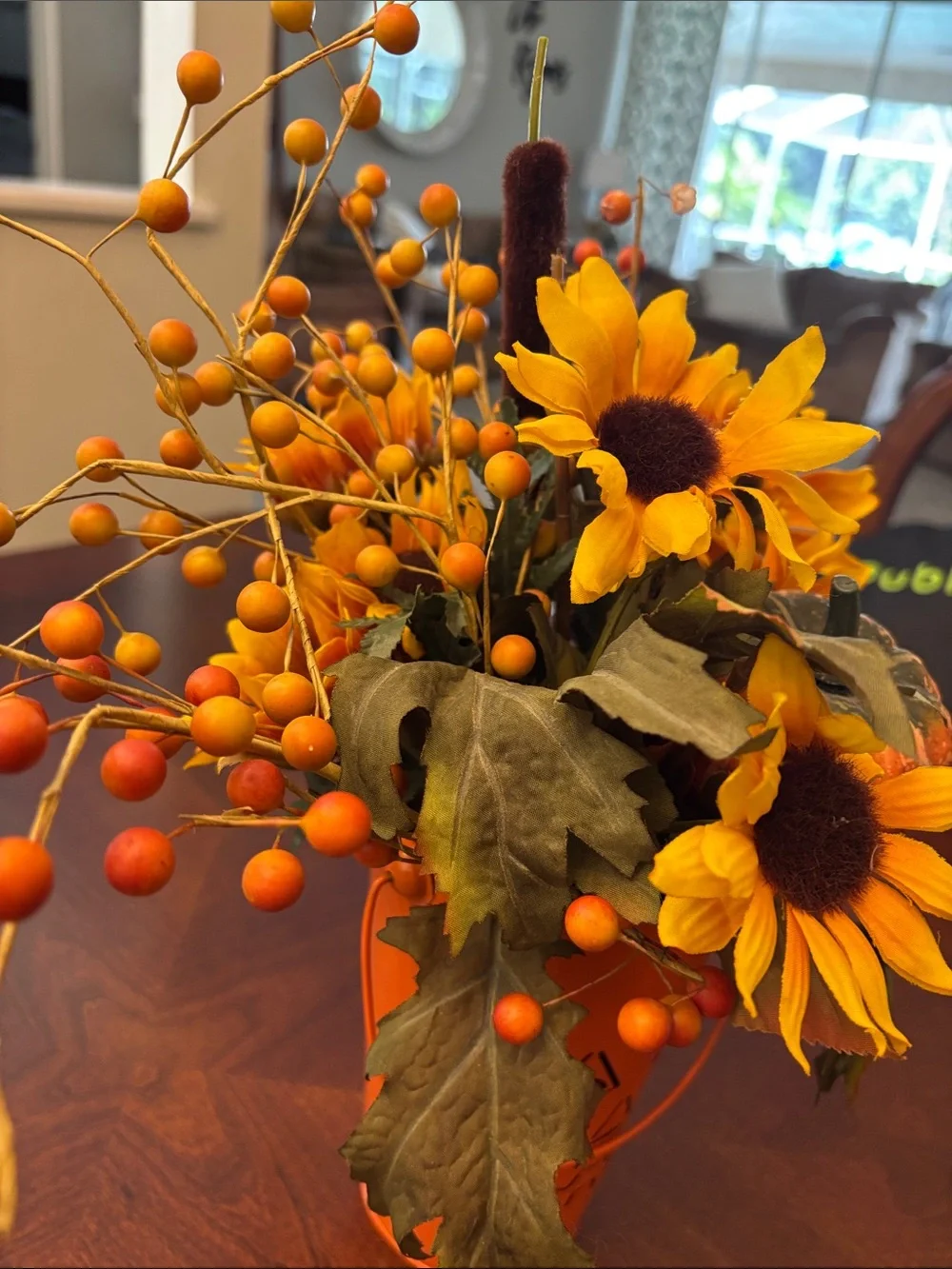 Autumn Harvest Sunflower & Pumpkin Arrangement - Orange